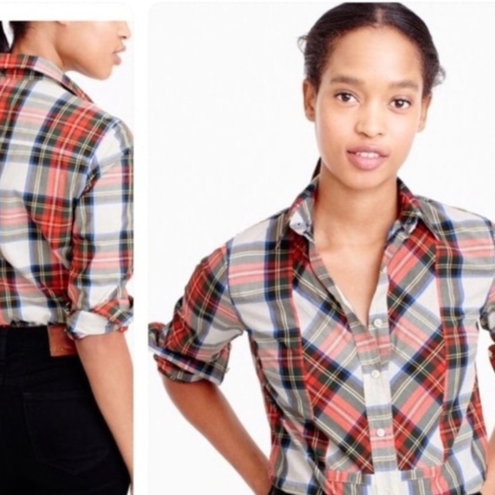 J. Crew Festive Plaid Button Down Shirt